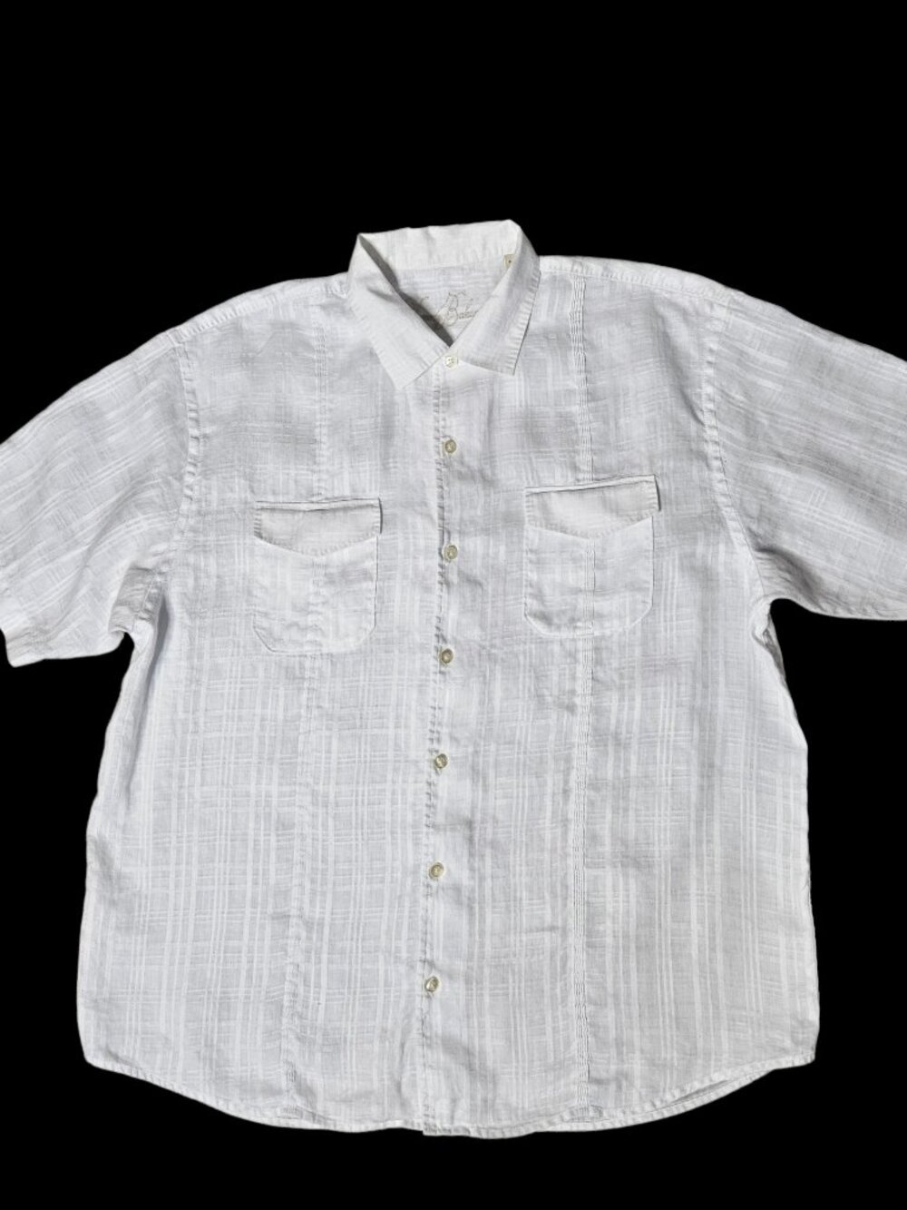 Tommy Bahama 100% Linen Shirt Men’s XL Button Up White Short Sleeve Pockets